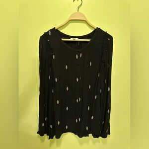 Sonoma Black and White Women's Long Sleeve Blouse Size XL